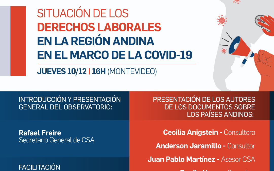 Situación de los Derechos Laborales en la Región Andina en el marco de la COVID-19 será tema de Webinar de la CSA