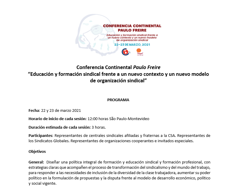 Programa de la Conferencia Continental Paulo Freire